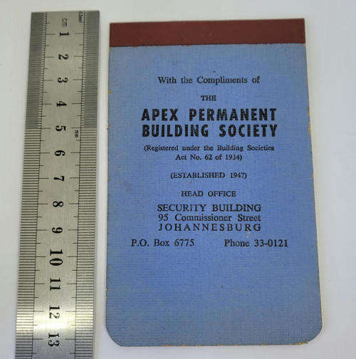 Vintage APEX Building society note book - Scarce
