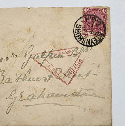 Censored cover from Steynsburg South Africa to Grahamstown South Africa