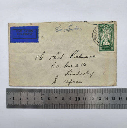 Air mail cover from Baile-Atha-Cliath Ireland to Kimberley South-Africa.