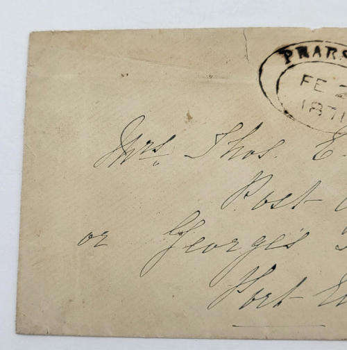 Letter with Cape of Good Hope 4 Pence stamp and RARE PEARSTON OVAL CANCEL