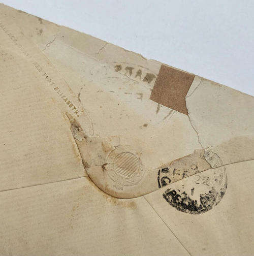 Letter with Cape of Good Hope 4 Pence stamp and RARE PEARSTON OVAL CANCEL