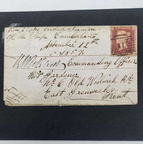 Postal cover East Greenwich Kent England 12 November 1857