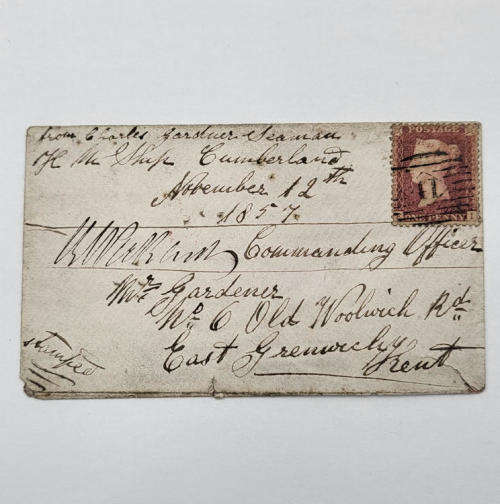 Postal cover East Greenwich Kent England 12 November 1857