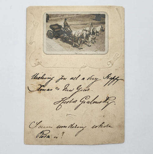 Russia to London early 1900`s with Russian stamp and cancellations on back of picture of carriage