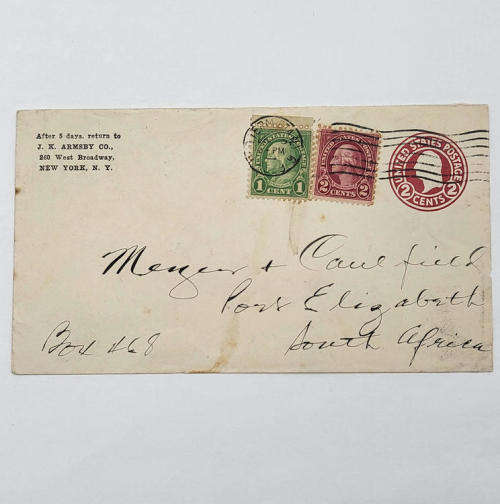 Letter from USA to Port Elizabeth South Africa