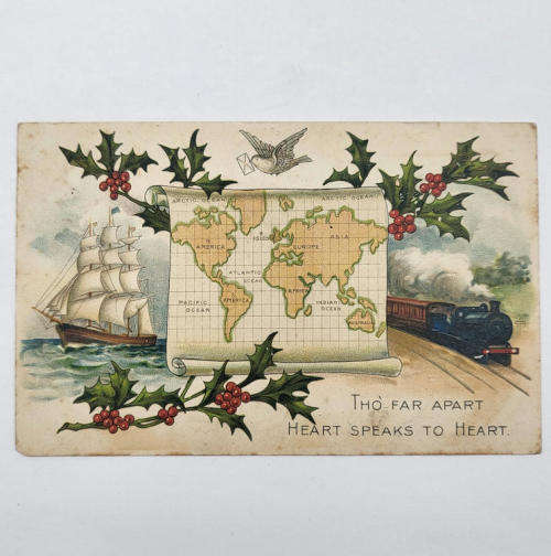 `Tho` far apart, heart speaks to heart` From Leytonstone to Cape Town 24 Dec 1907 - One Penny stamp