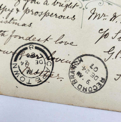 `Tho` far apart, heart speaks to heart` From Leytonstone to Cape Town 24 Dec 1907 - One Penny stamp
