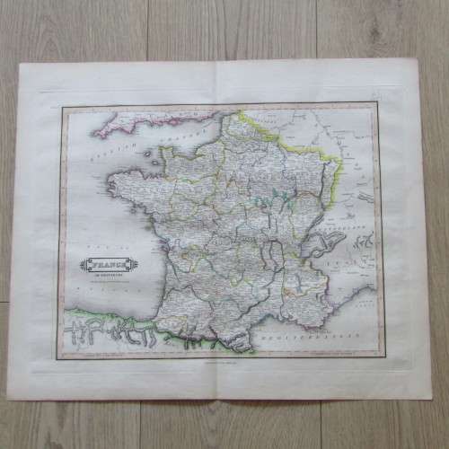 Original 1830`s map of France in Provinces - published by W. Lizars, Edinburgh - 57 x 47cm