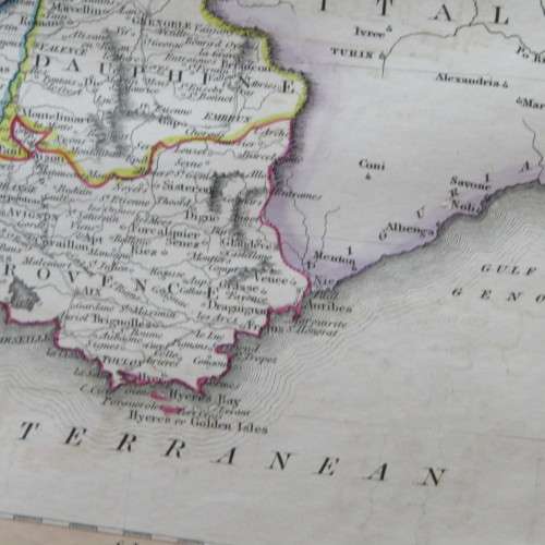 Original 1830`s map of France in Provinces - published by W. Lizars, Edinburgh - 57 x 47cm
