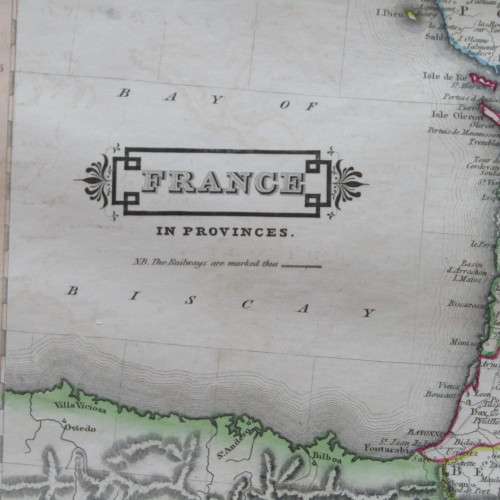 Original 1830`s map of France in Provinces - published by W. Lizars, Edinburgh - 57 x 47cm