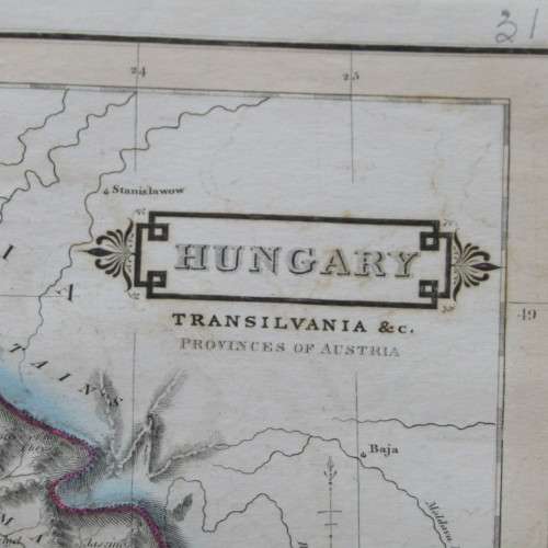 Original 1830`s map of Hungary Transylvania - published by W. Lizars, Edinburgh - 57 x 47cm