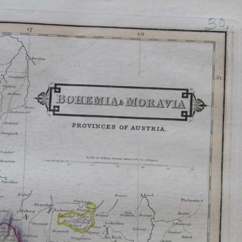 Original 1830`s map of Bohemia & Moravia - published by W. Lizars, Edinburgh