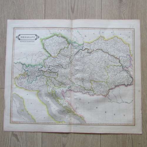 Original 1830`s map of Germany, Austrian Dominions - published by W. Lizars, Edinburgh