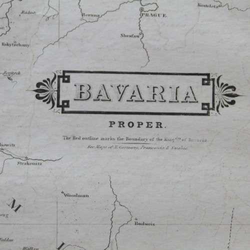 Original 1830`s map of Bavaria Proper - published by W. Lizars, Edinburgh - 57 x 47cm