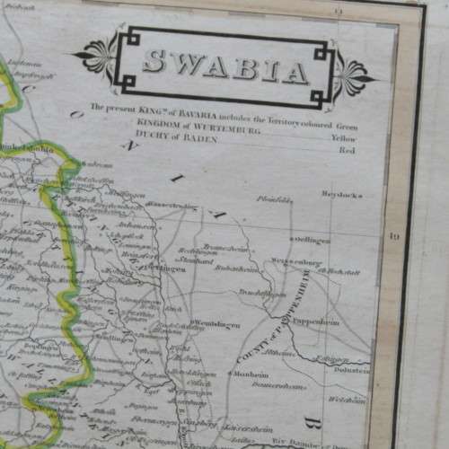 Original 1830`s map of Swabia - published by W. Lizars, Edinburgh - 57 x 47cm