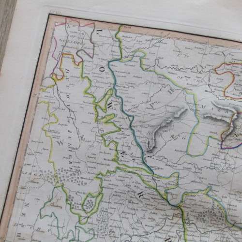 Original 1830`s map of Upper & Lower Rhine - published by W. Lizars, Edinburgh - 57 x 47cm