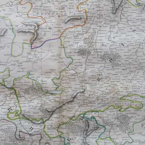 Original 1830`s map of Upper & Lower Rhine - published by W. Lizars, Edinburgh - 57 x 47cm