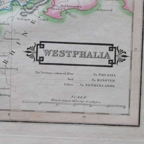 Original 1830`s map of Westphalia - published by W. Lizars, Edinburgh - 57 x 47cm