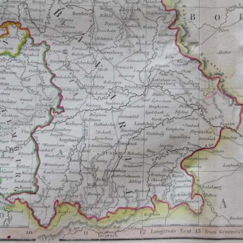 Original 1830`s map of Germany, Prussian Dominions - published by W. Lizars, Edinburgh - 57 x 47cm