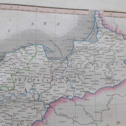 Original 1830`s map of Germany, Prussian Dominions - published by W. Lizars, Edinburgh - 57 x 47cm