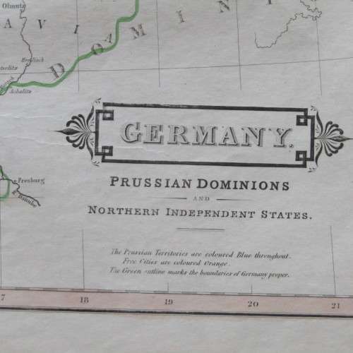 Original 1830`s map of Germany, Prussian Dominions - published by W. Lizars, Edinburgh - 57 x 47cm