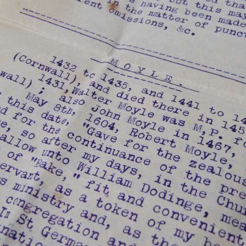 Documents & notes on the Moyle family since 1432 - prepared around 1908