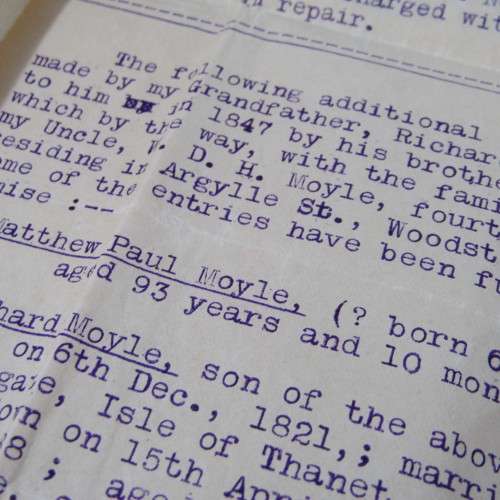 Documents & notes on the Moyle family since 1432 - prepared around 1908