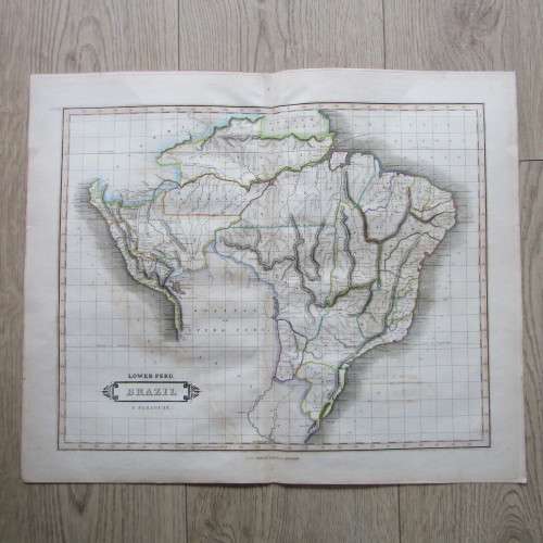 Original 1830`s map of Lower Peru, Brazil & Paraguay - published by W. Lizars, Edinburgh