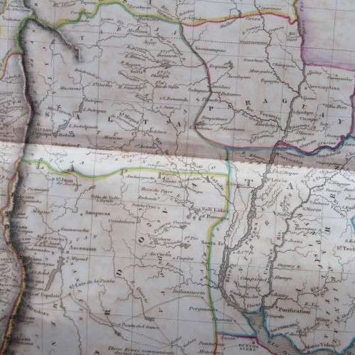 Original 1830`s map of Bolivia of upper Peru, Chili - published by W. Lizars, Edinburgh - 47 x 57cm