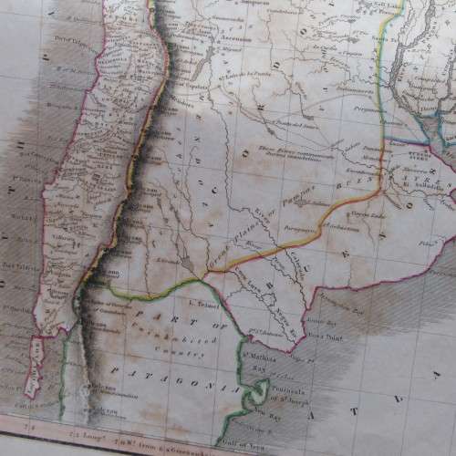 Original 1830`s map of Bolivia of upper Peru, Chili - published by W. Lizars, Edinburgh - 47 x 57cm