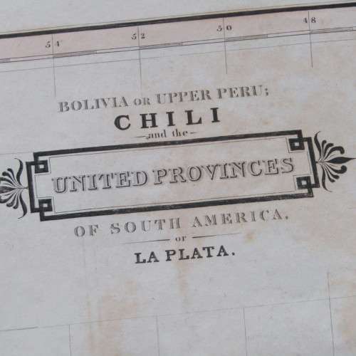 Original 1830`s map of Bolivia of upper Peru, Chili - published by W. Lizars, Edinburgh - 47 x 57cm