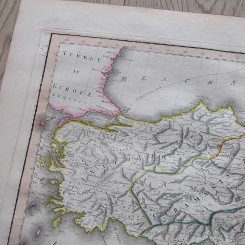 Original 1830`s map of Turkey in Asia - published by W.H. Lizars, Edinburgh - 57 x 47cm