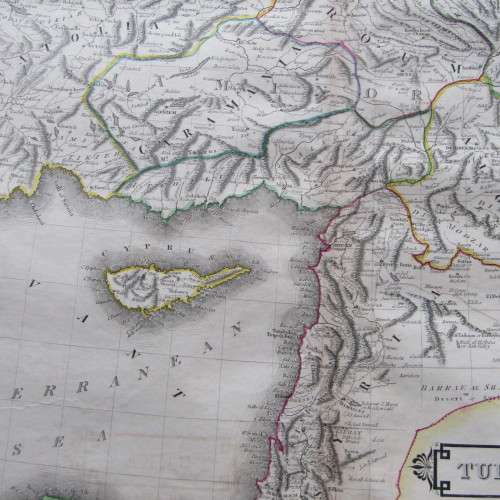 Original 1830`s map of Turkey in Asia - published by W.H. Lizars, Edinburgh - 57 x 47cm