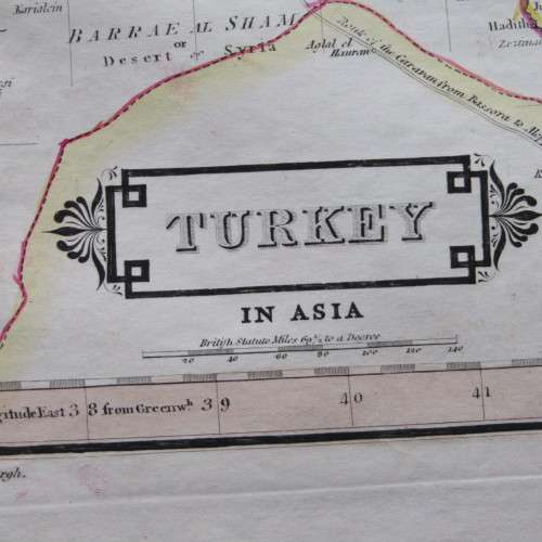 Original 1830`s map of Turkey in Asia - published by W.H. Lizars, Edinburgh - 57 x 47cm