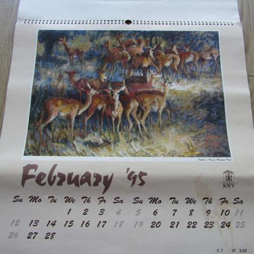 1995 KWV Zakkie Eloff artwork calendar - front cover damaged