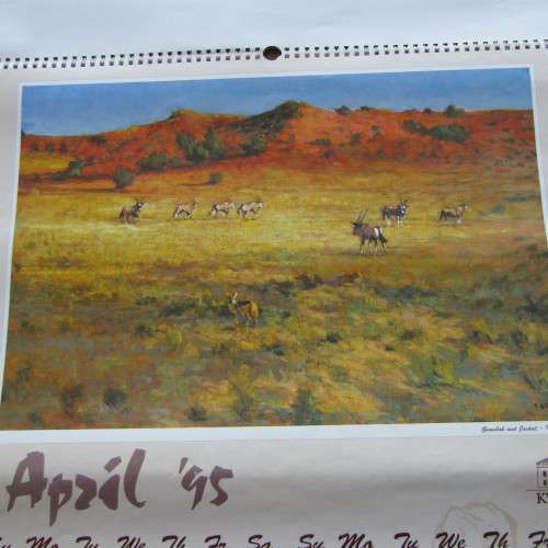 1995 KWV Zakkie Eloff artwork calendar - front cover damaged