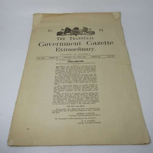Extraordinary Transvaal Government Gazette dated 25 April 1905