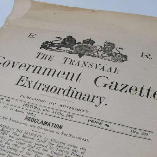 Extraordinary Transvaal Government Gazette dated 25 April 1905