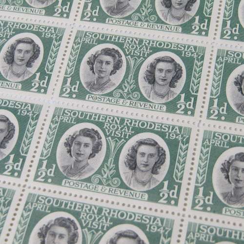 Southern Rhodesia stamps - full sheet SACC 64 - Royal Visit 1947 - Sheet no. 410