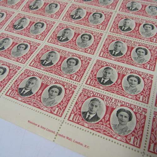 Southern Rhodesia stamps - full sheet SACC 65 - Royal Visit 1947 - Sheet no. 46