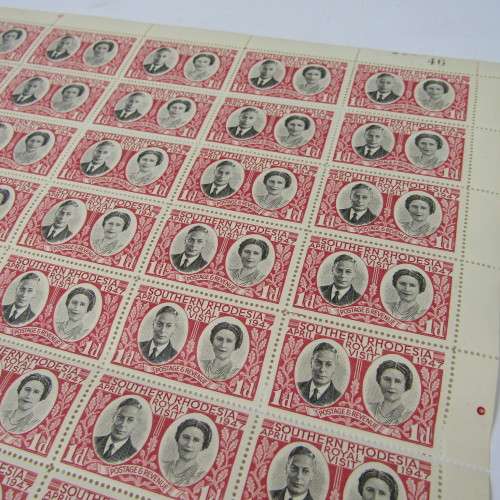 Southern Rhodesia stamps - full sheet SACC 65 - Royal Visit 1947 - Sheet no. 46