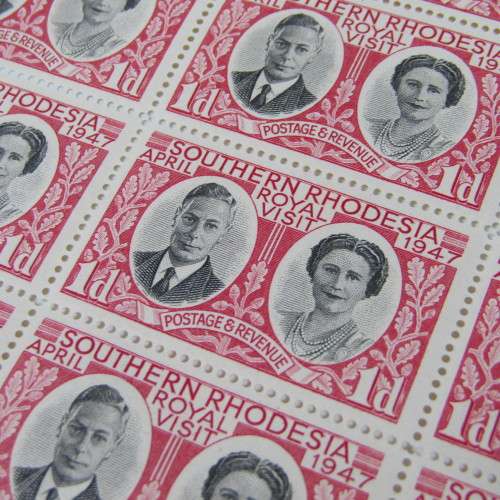 Southern Rhodesia stamps - full sheet SACC 65 - Royal Visit 1947 - Sheet no. 46
