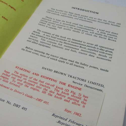 Vintage David Brown Drivers Guide for tractors