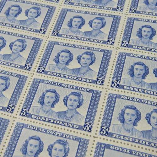 Basutoland stamps 1947 Royal Visit part sheets of 30 x 4 of SACC 32, 33, 34, 35