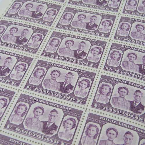 Basutoland stamps 1947 Royal Visit part sheets of 30 x 4 of SACC 32, 33, 34, 35