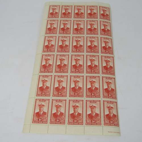 Basutoland stamps 1947 Royal Visit part sheets of 30 x 4 of SACC 32, 33, 34, 35
