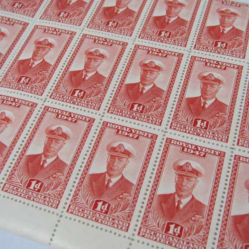 Bechuanaland Protectorate stamps 1947 Royal Visit part sheets of 127, 128, 129, 130