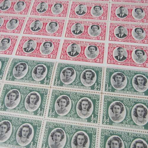 Southern Rhodesia 1947 Royal Visit SACC 64 x 65 - blocks of 30 x 2 stamps