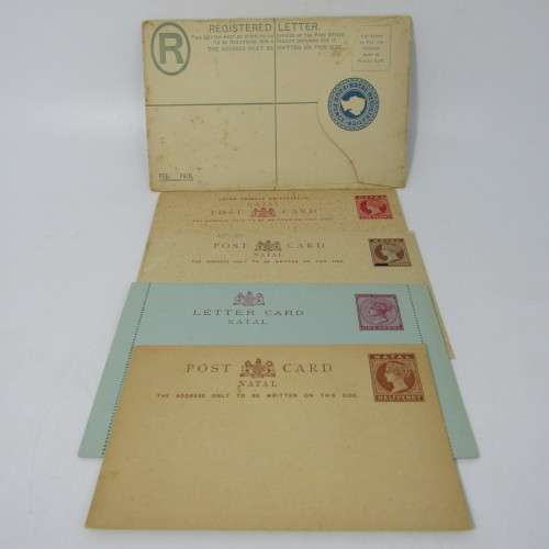 Collection of 5 Natal antique post / letter cards with pre printed stamps - rarely seen