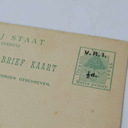 Oranje Vrij Staat Antwoord Betaald double Brief Kaart with pre printed 1/2 stamps